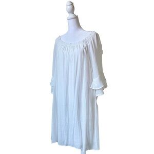 NWT Naif Anthropology Women's White Boho Dress 3/4 Bell Sleeve Lace Size XL